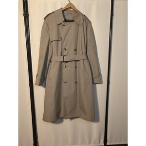 Botany 500 Trench Coat Men's 40 Short Khaki Zip Out Liner Beige Vintage USA Made